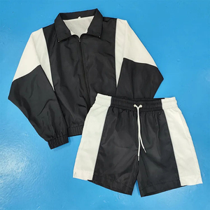 <b>Men</b> High Quality Nylon Tracksuit Shorts and <b>Jacket</b> 2 Piece Set Full Zipper Windbreaker Streetwear Outfit - Product Image 6