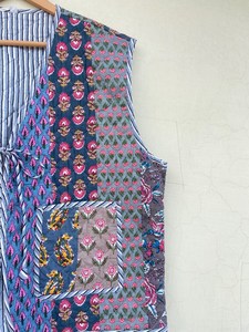 Veste matelassée indienne faite à la main 100 % coton, écologique, anti-plis, respirante, séchage rapide, avec poche avant, coupe classique, automne-hiver - Product Image 5