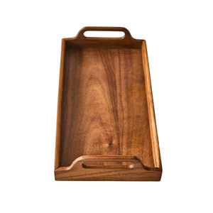 Plateau de service rectangulaire en bois naturel fantaisie pour la maison et l'hôtel, plateau de service pour le thé et le café, artisanat - Product Image 1