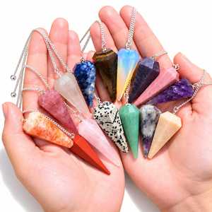 Péndulo de Cristal de Piedras Preciosas Naturales Pulimentadas, Cadena de Plata, Herramienta de Sanación Reiki, Equilibrio de Chakras, Piedra Semipreciosa - Product Image 6