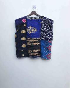 Gilet vintage ethnique bohème en coton Kantha Khambadi fait main pour femme, veste indienne en coton Kantha Khambadi, gilet bohème - Product Image 6