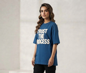 T-shirt pour femme à impression en relief, coupe oversize, col rond, manches courtes, en coton premium, style streetwear, épaules tombantes - Product Image 6
