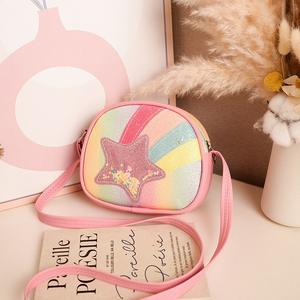 Mochila Impermeable de PU con Estampado de Estrellas Arcoíris, Bolso de Hombro Cruzado de Moda para Niñas, Accesorios para Bebés - Product Image 3