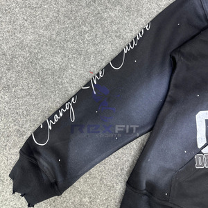 เสื้อฮู้ดซิปแบบครอปพิเศษสำหรับผู้หญิง ทรงโอเวอร์ไซส์ สไตล์สตรีทแวร์ ประดับด้วยคริสตัล ปักลายกราฟิกด้วยผ้าเชนิลล์  แจ็คเก็ตผ้าฝ้าย - Product Image 4