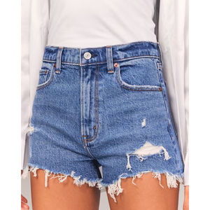 Premium Quality Double-Button Women's Brown <b>Denim</b> Shorts Sexy Cotton Pockets Casual Dresses Pakistan Waist Logo Fabric <b>Material</b> - Product Image 1