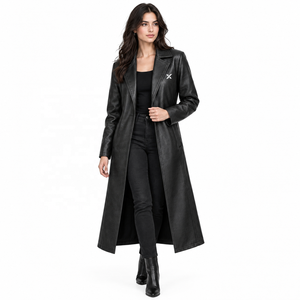 Abrigo de Cuero Genuino para Mujer |   Negro, Marrón, Borgoña |   Fabricante OEM ODM |   Diseño de Calidad Premium |   Ropa de Cuero | - Product Image 6