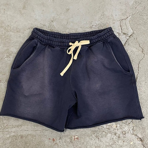Shorts en toile personnalisés pour hommes, respirants, taille mi-haute élastique, logo vieilli, délavés à l'acide, entrejambe de 5 pouces, style décontracté urbain, très tendance - Product Image 2