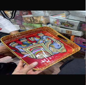 แผ่นทองเหลืองทรงกลมลายช้างสุดหรูบนฐานเคลือบสีน้ำเงินสดใส พร้อมลายปิชไวโลหะแบบหนา ราคาขายส่ง - Product Image 5