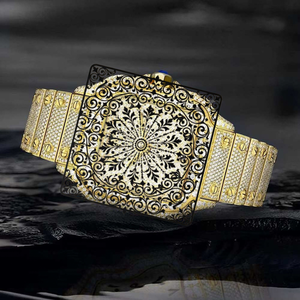 Montre à quartz analogique carrée argentée unisexe de luxe AMBER JEWELS avec mouvement CITIZEN, étanche, cadran en verre et fermoir déployant - Product Image 3