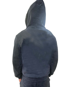 Sudadera con capucha de serigrafía de alto gramaje con efecto desgastado por el sol, chándal acampanado para hombre, chándal vintage oversize con lavado ácido para hombre - Product Image 2