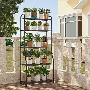Support de plante en bois de manguier et fer industriel |   Étagère de présentation multi-niveaux en gros - Product Image 5