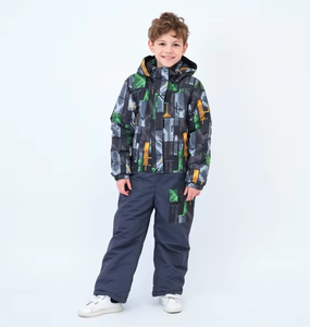 High Quality For Boys <b>Waterproof</b> Snow Ski <b>Suit</b> Hooded Jacket With Sublimation Print Polyester Material Warm Outdoor Wear <b>Suits</b> - Product Image 4
