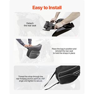 <b>Large</b> Capacity 30L (15L X 2) Waterproof Motorcycle Saddlebag with Rain Cover Straps <b>Canvas</b> Side <b>Bag</b> Compatible with MOS - Product Image 4