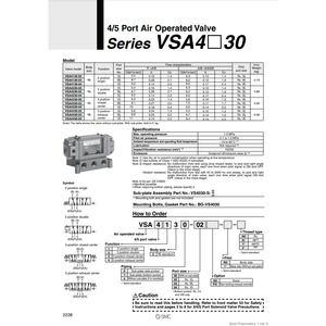 Modèle de soupape de commande pneumatique SMC Pneumatics VSA4130-03 - Product Image 2