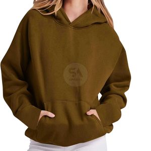 Sudadera con capucha casual de algodón 100% de peso pesado para mujer, estilo hip hop, transpirable, de manga larga, talla grande, para invierno, color borgoña - Product Image 5