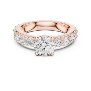 Anillo de compromiso Radiant Arc con diamante redondo de corte compartido en oro de 10k/14k/18k/plata y diamante cultivado en laboratorio - Product Image 3