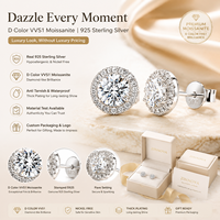 Anting-anting berlian moissanite mewah VVS1 perak sterling 925 untuk pria dan wanita, desain bunga berkelompok dengan halo