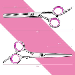 Ciseaux professionnels en acier inoxydable pour la coupe des cheveux, avec manche rose, pour usage en salon, pour droitiers, lame 440C, pointe acérée - Product Image 2
