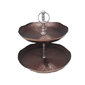Support à gâteau en métal luxueux, nouveau design, 2 étages, finition antique, pour anniversaires, mariages, fêtes, support de service pour cupcakes - Product Image 1