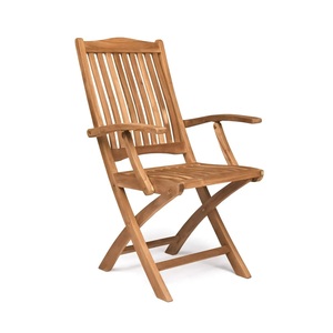 Sillón Plegable de Teca para Exteriores, Diseño Moderno, Patas Tipo Sable, Madera Sólida, Asiento Ecológico, Cómodo y Portátil, Muebles para Parque - Product Image 1