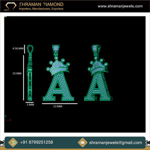 Trendy Custom 925 <b>Silver</b> Gold Plated Alphabet A-Z Iced <b>Initial</b> Letter Pendant <b>Necklace</b> Crown Bail Natural Diamond Birthday Gift - Product Image 6