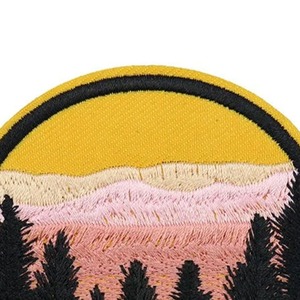 Circular Eco-Friendly Nonwoven Felt Embroidered <b>Patch</b> with Mountain Scene Design-Heart Resin <b>Sew</b>-<b>On</b> Fabric Badge for Hats - Product Image 6