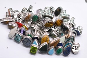 Anillos de Plata de Ley con Baño de Latón y Engaste de Bisel, con Gema de Jaspe, para Compromiso, Boda, Fiesta, 100 Piezas, Piedra Natural Facetada de Corte Ovalado - Product Image 6