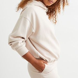 Sudadera con Capucha Extra Grande para Mujer, Color Sólido, Hombros Caídos, Manga Larga, Tejido de Algodón, Ropa de Otoño - Product Image 4