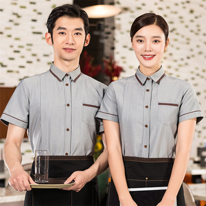 Chemises de serveur unisexes personnalisées à manches courtes pour restaurant, cuisine, traiteur, bar – Uniformes de caissier/carteuse - Product Image 4