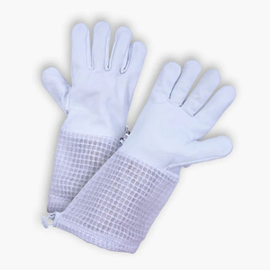 Gants d'apiculture professionnels en cuir de chèvre avec manchette longue ventilée en maille respirante, résistants aux piqûres, pour apiculteurs (vente en gros) - Product Image 1