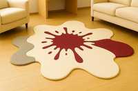 Tapis en laine bio blanc et rouge sur mesure, motif abstrait moderne unique, design artistique, tapis de sol fait main personnalisable
