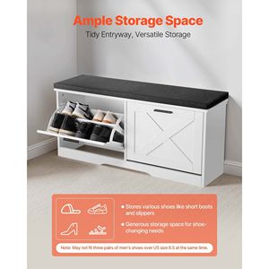 Panca Portascarpe da Ingresso 39.4 X 12.0 X 18.7 Pollici, Capacità 440 libbre, Scarpiera Stretta con Cassetti a Ribalta, Organizer per Scarpe Efficiente e Confortevole - Product Image 2