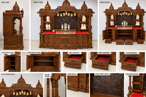 Traditional Pooja <b>Mandir</b> Perfect for Indian Homes Solid Teak Wood Handcrafted Luxury Temple Wholesale Manufacturer & Exporter UK - Product Image 6