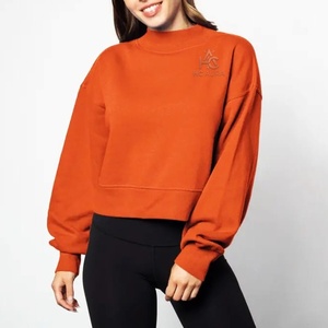 Sudadera de cuello alto oversize de algodón polar de primera calidad, color zanahoria, estilo urbano, corte holgado, informal de invierno, personalizada, de gran demanda - Product Image 1