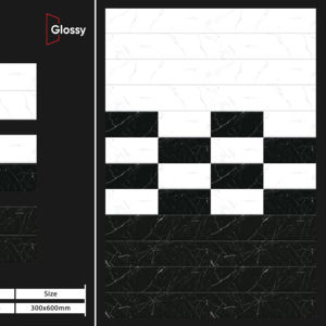 Azulejos de Pared de Cerámica con Acabado Brillante de Lujo para Interiores, 300X600MM, 12X24 Pulgadas, Solución Decorativa Elegante para Espacios Contemporáneos - Product Image 1