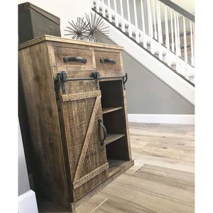 Classico stile Country americano singolo fienile porta Vintage in legno soggiorno armadi con 2 cassetti modello XH - Product Image 4