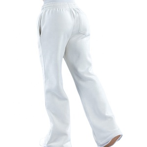 Pantalon de survêtement blanc pour homme, taille élastique, décontracté, en coton mi-lourd, devant plat, poches latérales, style automne 2027 - Product Image 4