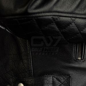 <b>Men's</b> Genuine Leather Motorcycle <b>Jacket</b> Stand Collar Zipper Closure Slim Fit Moto <b>Biker</b> Style Autumn Wear - Product Image 6