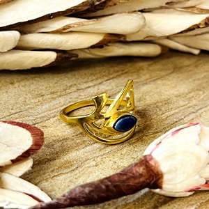 Unique Design <b>Lapis</b> <b>Lazuli</b> <b>Ring</b> Boho Brass Jewelry for Women 18k Gold Plated Egyptian Eye Statement <b>Ring</b> for Wholesale/OEM/ODM - Product Image 6