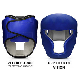 Boxing <b>Head</b> Guard with Double Visor PU Leather Blue Protective Gear Featuring Hook Loop Closure for Adults Unisex Universal Use - Product Image 2