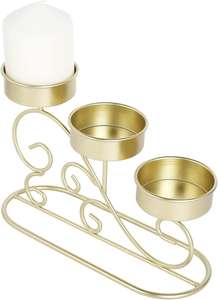 Candélabre moderne vintage en laiton à motifs sculptés, porte-bougie à piliers, centre de table en métal à plusieurs niveaux - Product Image 4