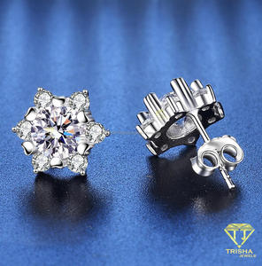 Luxury Floral Cluster Moissanite Diamond Earrings 925 Sterling <b>Silver</b> Wedding Gift For Women - Product Image 6