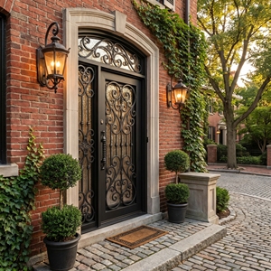 Traditional Wrought Iron Entry Door With Ornate Design Exterior Anti-Theft Manual <b>Swing</b> Metal Front Door Finished Surface - Product Image 5