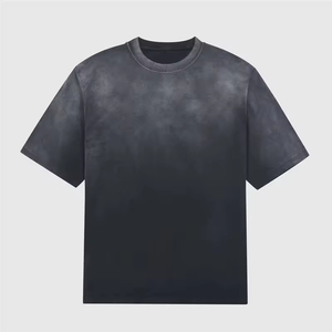 High Quality Black <b>Acid</b> Wash TShirt Oversized Vintage Streetwear Breathable and Customizable Loose <b>Drop</b> Shoulder Tshirts For men - Product Image 2