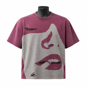 Camiseta de Jersey Lisa de Corte Regular con Lavado Vintage Personalizado |   Ropa Urbana para Hombre, 100% Algodón, Secado Rápido, Ecológica, OEM ODM - Product Image 1