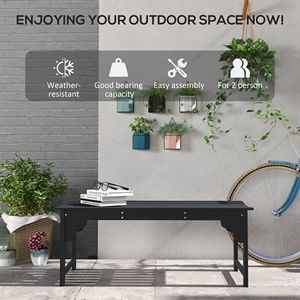 Panca da Giardino in Alluminio Pressofuso con Seduta Curva in Legno Nero per Patio e Cortile, Realizzata in Ferro e Metallo - Product Image 6