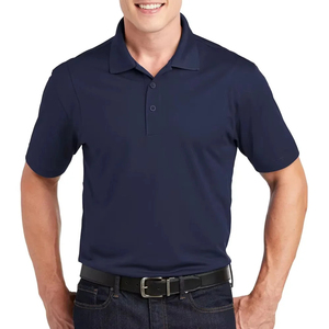 เสื้อโปโลแขนสั้นสีน้ำเงินกรมท่าสำหรับผู้ชาย ผ้าฝ้าย 100% ระบายอากาศได้ดี สไตล์ลำลอง สีพื้น ทอแบบเรียบ ทรงปกติ - Product Image 1