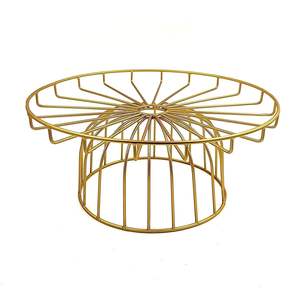 Support à gâteau rond en métal, plateau de service doré avec base en fil métallique, plateau blanc pour gâteaux, cupcakes, réutilisable, plat de présentation décoratif - Product Image 6