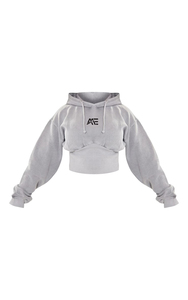 Wholesale Women Two Piece Grey Sweatsuit Crop Hoodie and Matching Jogger Pants Custom Logo Manufacturer - Product Image 4