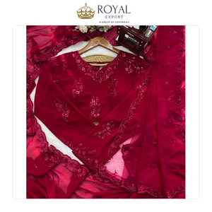 Magnifique sari indien en georgette, nouvelle collection de créateur, pour mariage, avec de riches broderies de sequins, pour femme. - Product Image 4